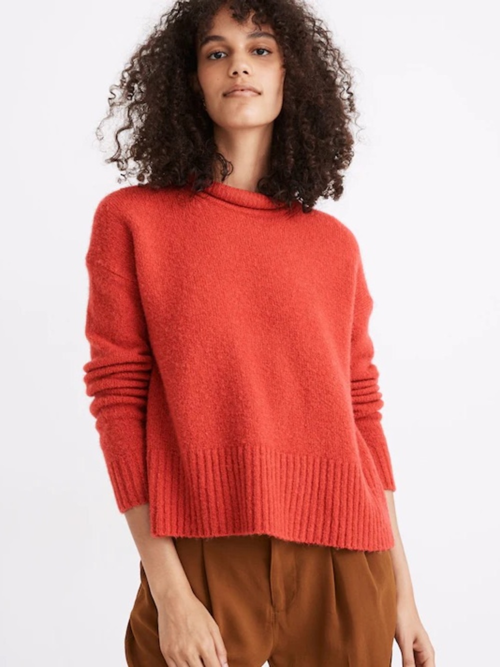 Madewell Fulton Pullover Sweater Rust Rolled Neck Alpaca Wool Blend XS